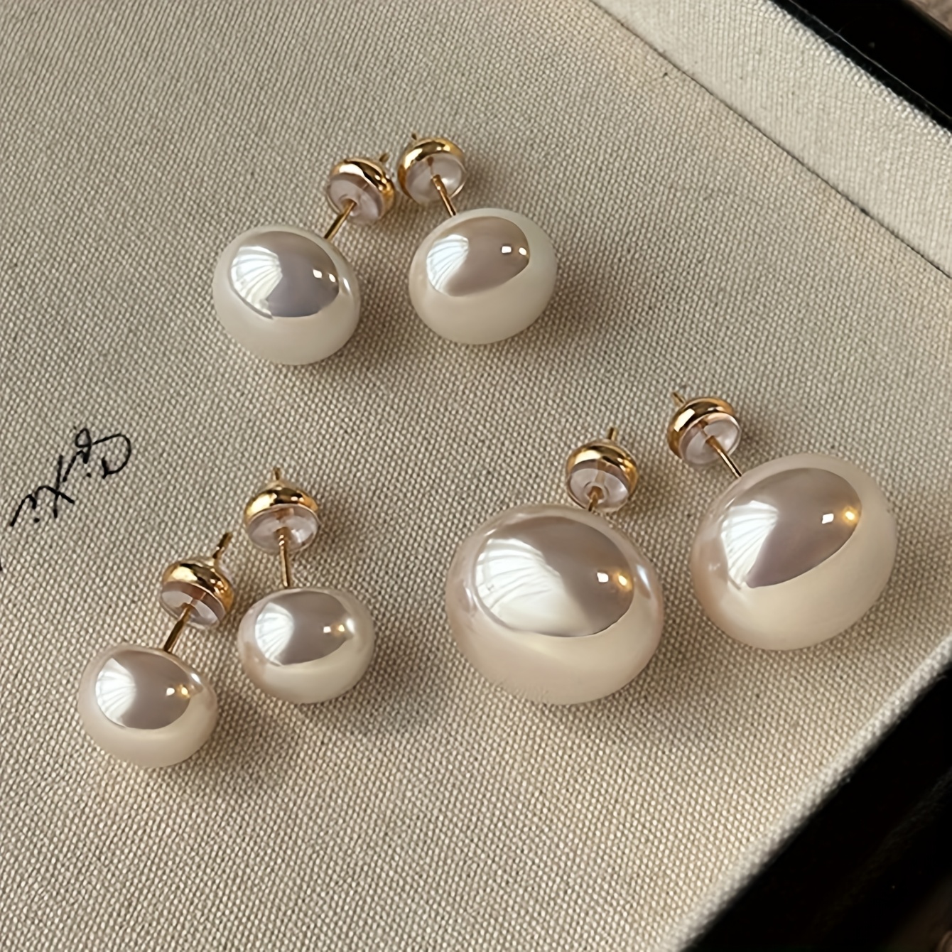 E-shop 3 Paar Französische Retro Elegante Temperament Einfache Basic Minimalistischer Stil Vielseitiges Kunstperlen Ohrstecker Set Geeignet für Damen