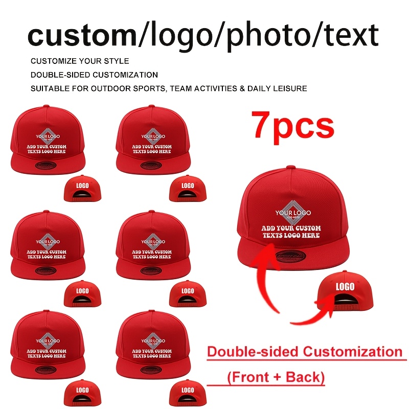 7pcs LEADAYS Logo Baseball Caps with Personalised Text/Logo
