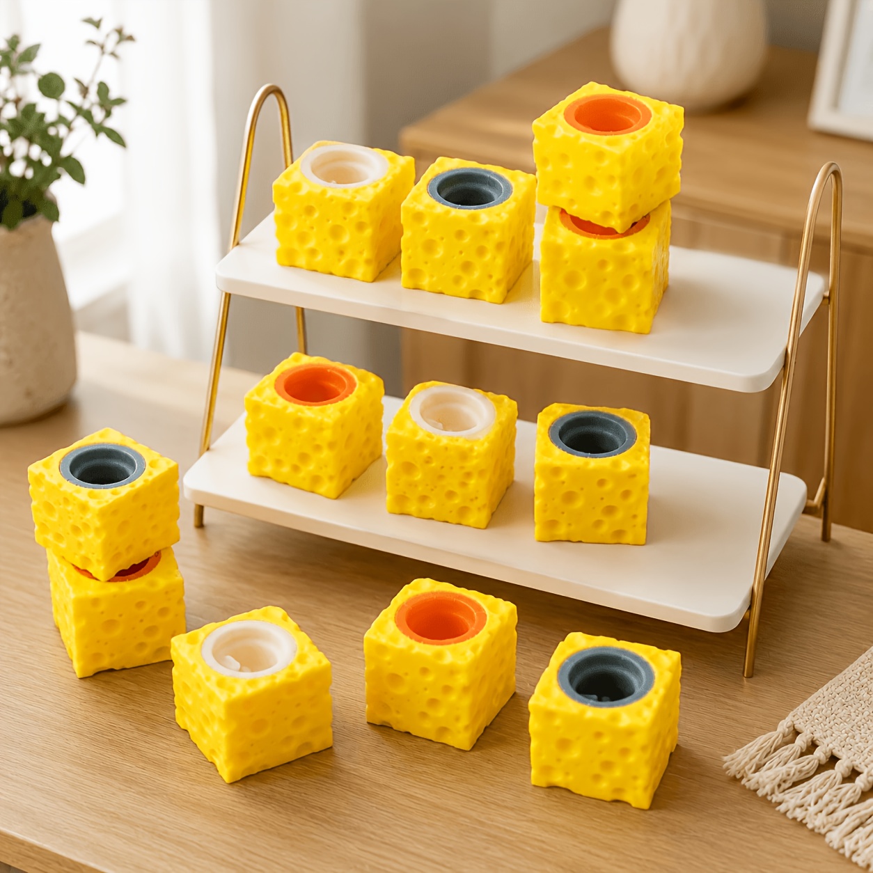 Adorable Mouse Cheese Block Squeezable Toy, 2pcs