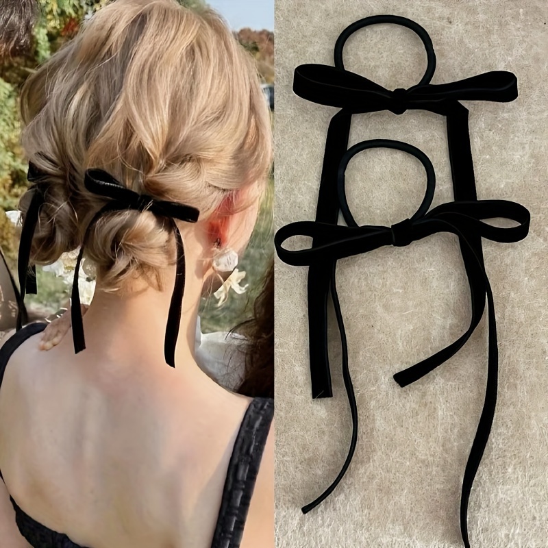 

A Set Of 2pcs Fashionable Velvet Duckbill Hair Ornaments, Ballet-style Bow Hair Hoop Headdress. 2 Styles Are Optional.