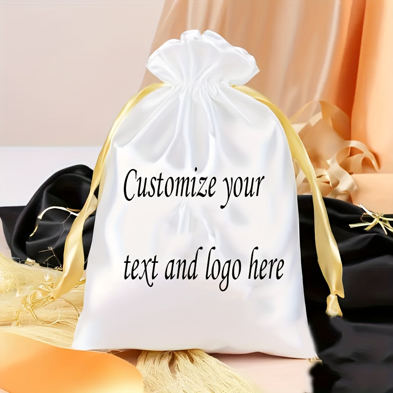 TEMU 50pcs Sacs à cordon personnalisables avec et logo, idéaux sacs de remerciement personnalisés pour divers festivals les anniversaires, , Noël