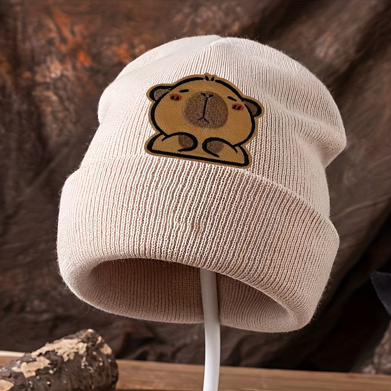 Image of 1pc Okoium ' Capybara Hat - Cute Capybara Cap With Capybara, Lightweight Warm Winter Hat Suitable For Daily Wear, Outdoor, Birthday & Holiday Gifts () - ' Fashion Accessory