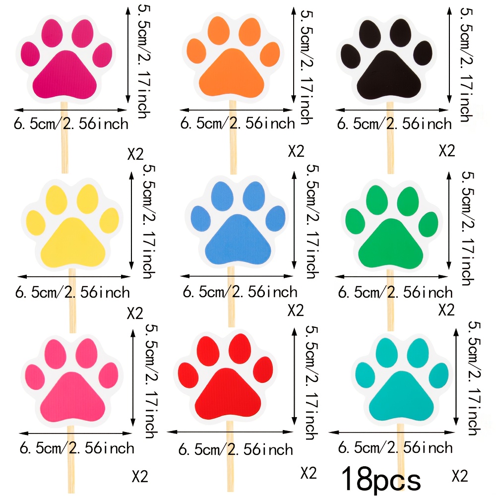 18pcs Ring Decorations Orange Blue Red Yellow Puppy-themed Birthday Cake Ring Decorations Dog Supplies