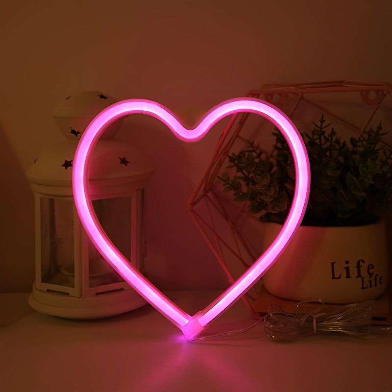 Heart Neon Led Neon Love Size About Battery /usb Power - Temu