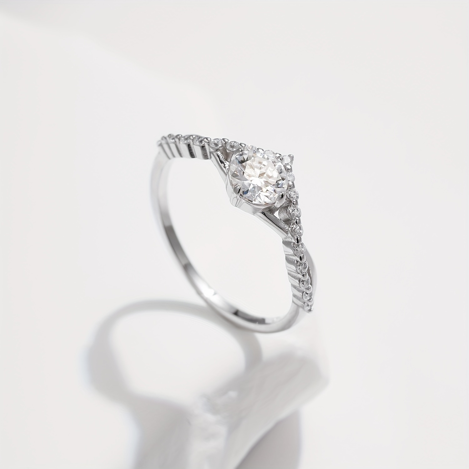 Women's Crown D Color Moissanite Ring, 925 Sterling Silver