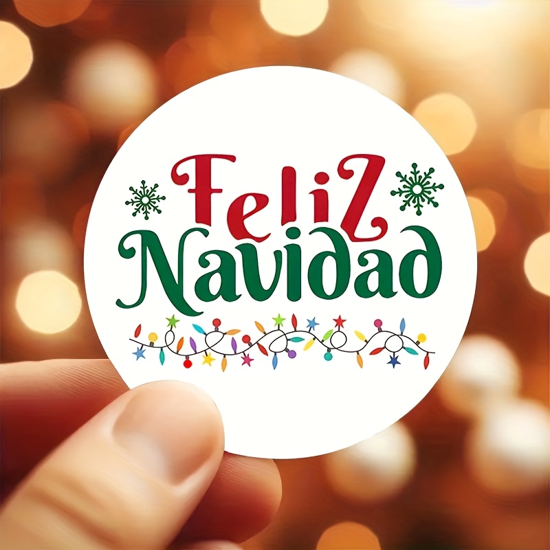 TEMU 96 pegatinas/paquete, " Navidad" en español, etiquetas para árbol de Navidad con elegantes detalles dorados, aptas para envolver regalos de