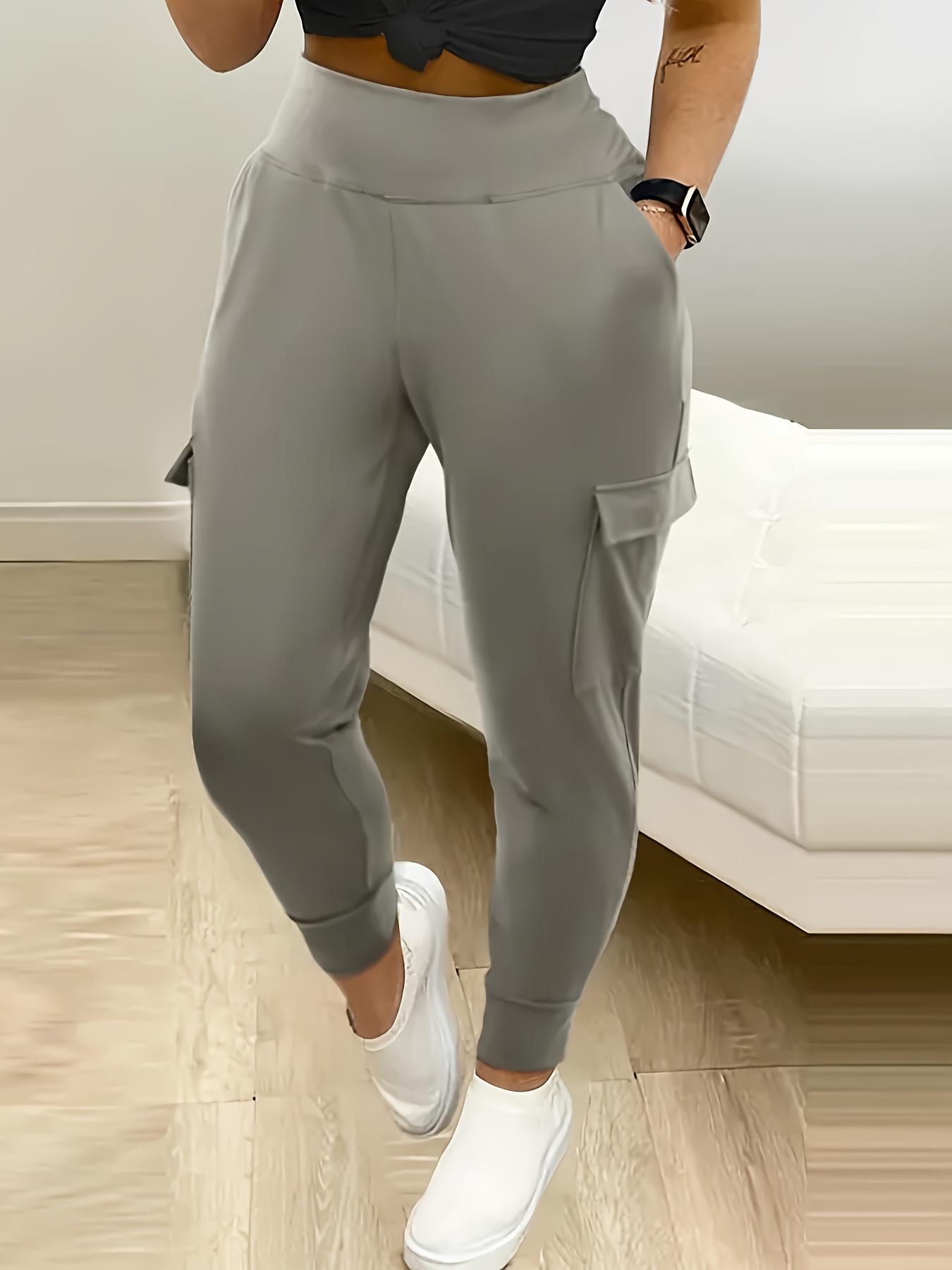 Womens Elegant Cargo Pants Multiple Pockets