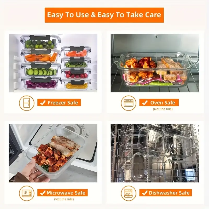 20pcs food storage containers kitchen organizers and storage leakproof meal prep containers local warehouse 20pcs including 10pcs glass containers with 10 lids airtight freezer meal prep container for pantry and kitchen organization Product details 2