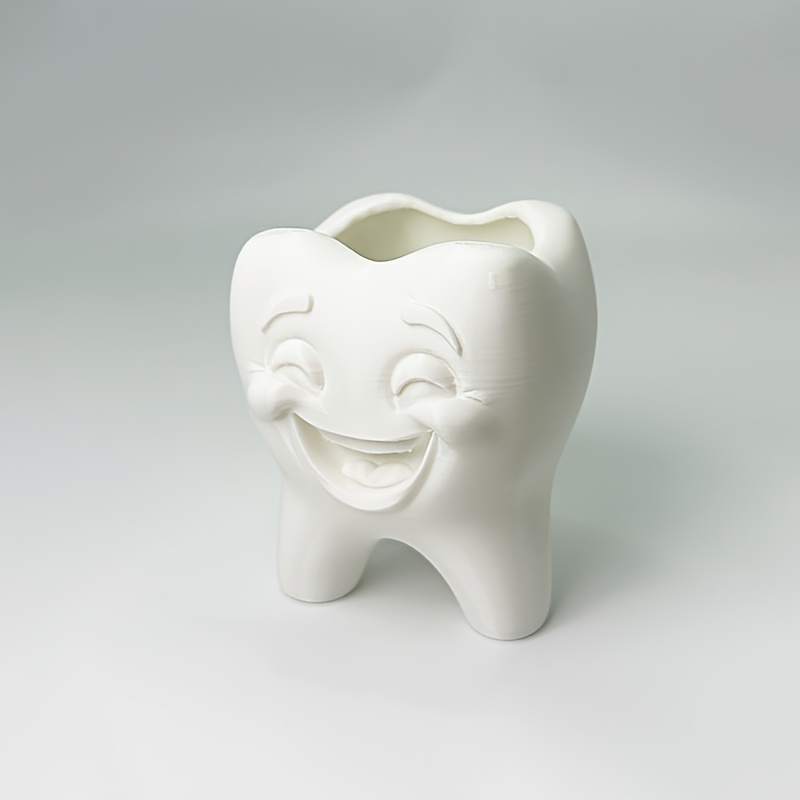 Tooth-shaped Toothbrush Holder, Creative 3d Printed Smiling Design Bathroom Organizer, Toothbrush And Toothpaste Storage Rack, Bathroom Countertop Organizer, Shelves