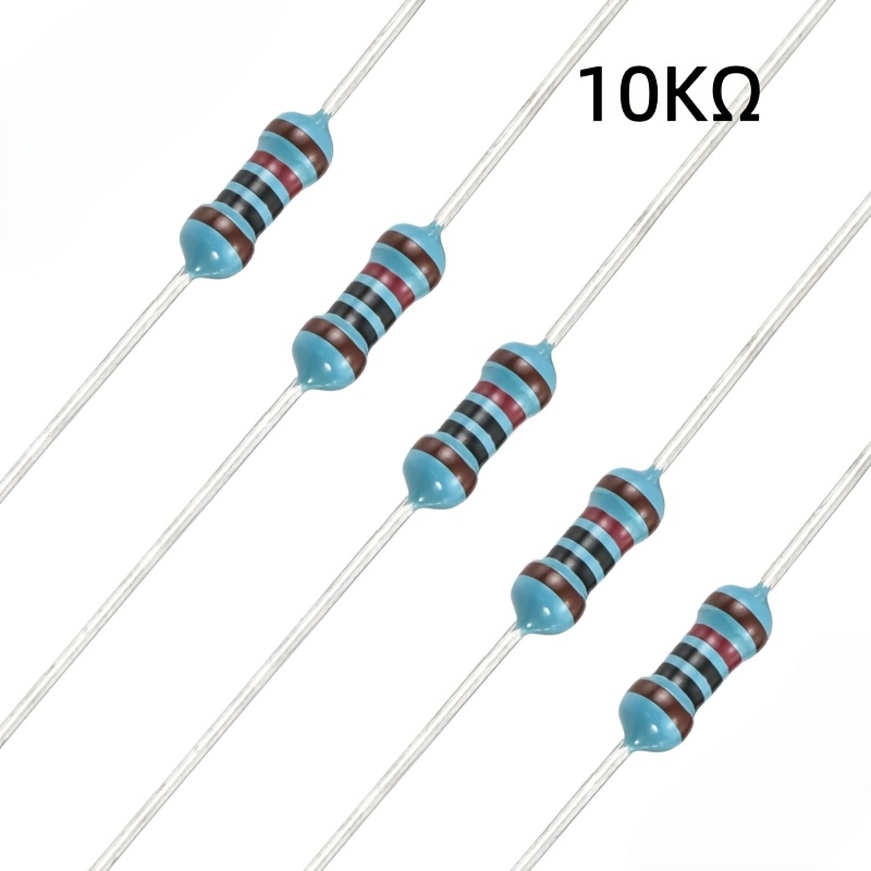TEMU 50pcs 1/4w Metal Film Resistors | 1k/10k/1m Ohms, ±1% Tolerance, Compact High-precision Electronic Components For Circuit Design, Suitable For