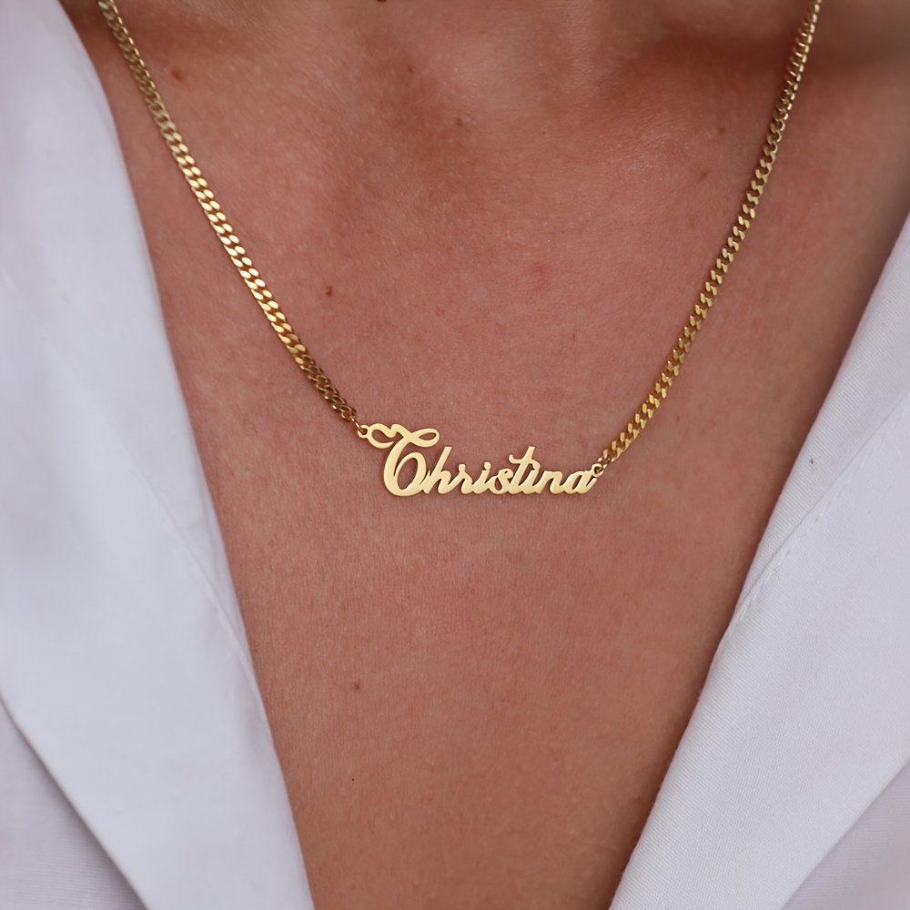 TEMU Collier personnalisé avec nom , pendentif de mode pour femme en acier inoxydable, un cadeau pour , , ami ou famille