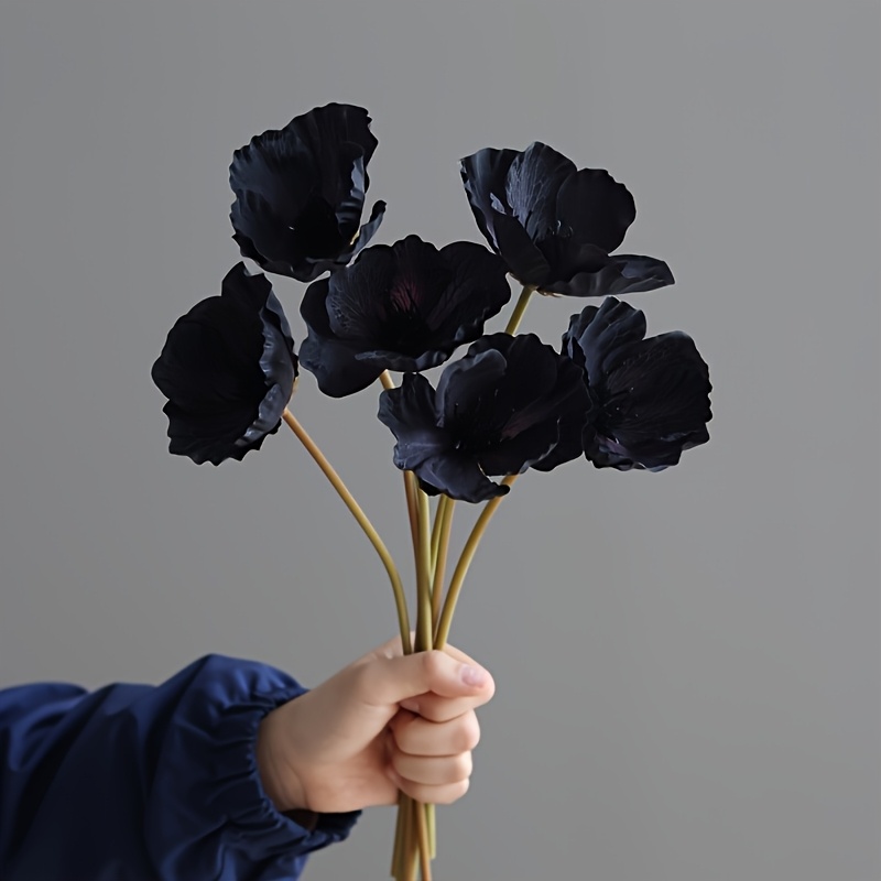 TEMU 6pcs Artificial Simulation Autumn Holiday Poppy Fake Flowers Suitable For Weddings, Home, Outdoor, Table Decor | Festival, Christmas,