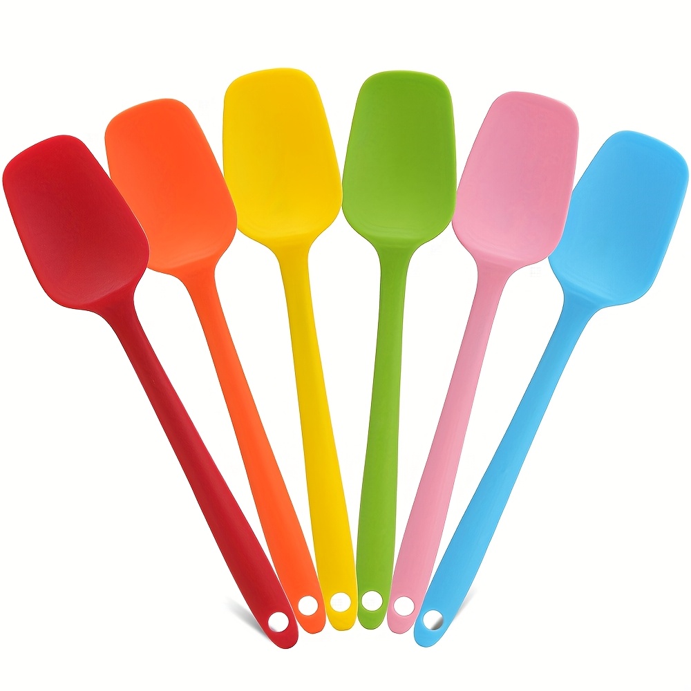 6pcs silicone spatulas set 8 inch small spatula heat resistant non stick flexible scrapers baking mixing tool suitable for jam cream mixing and baking essential kitchen tool