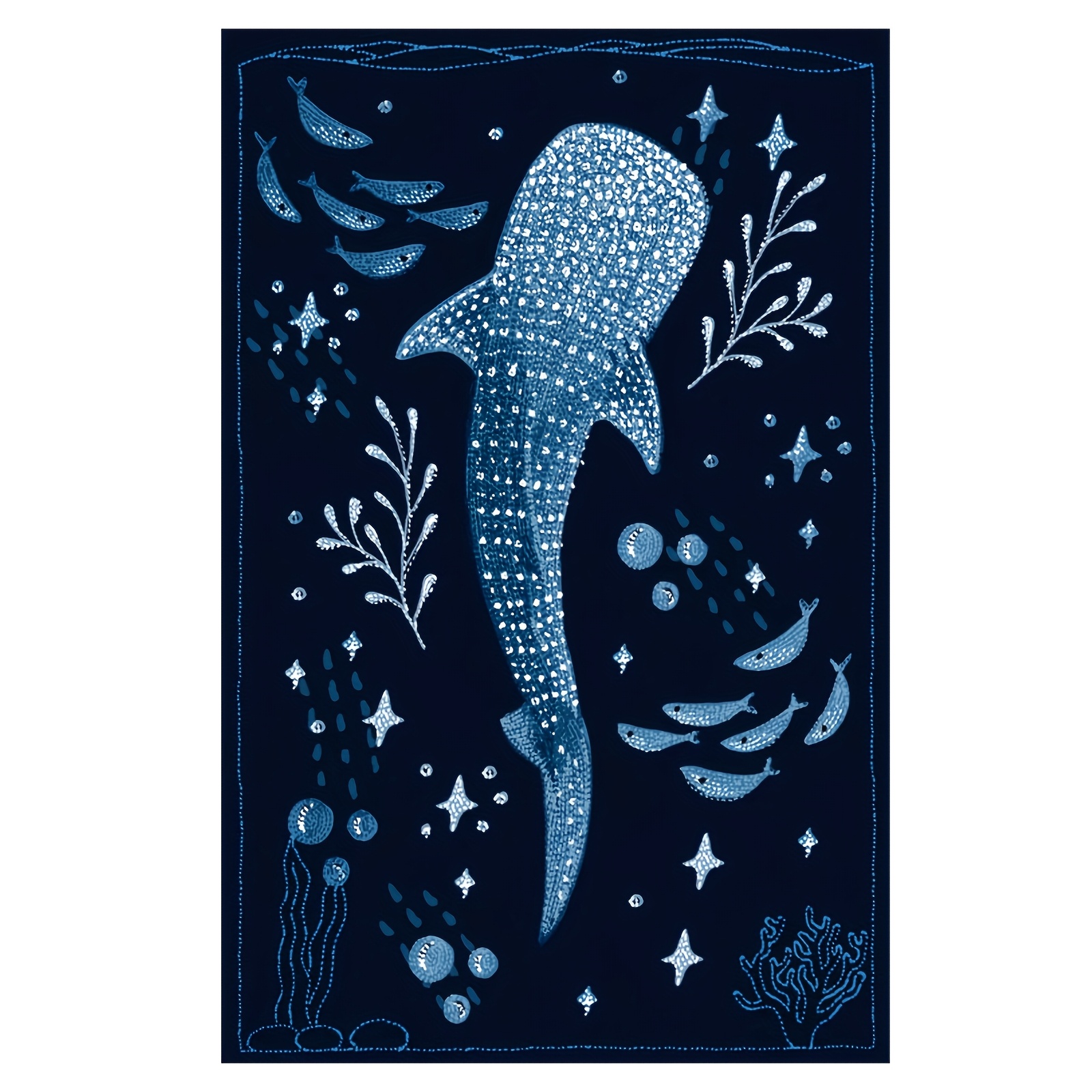 TEMU Room Decor 1pc Whale Shark Canvas Art Print, 12x18 Inches, Frameless Waterproof High- Canvas Wall Decor, Room Decor