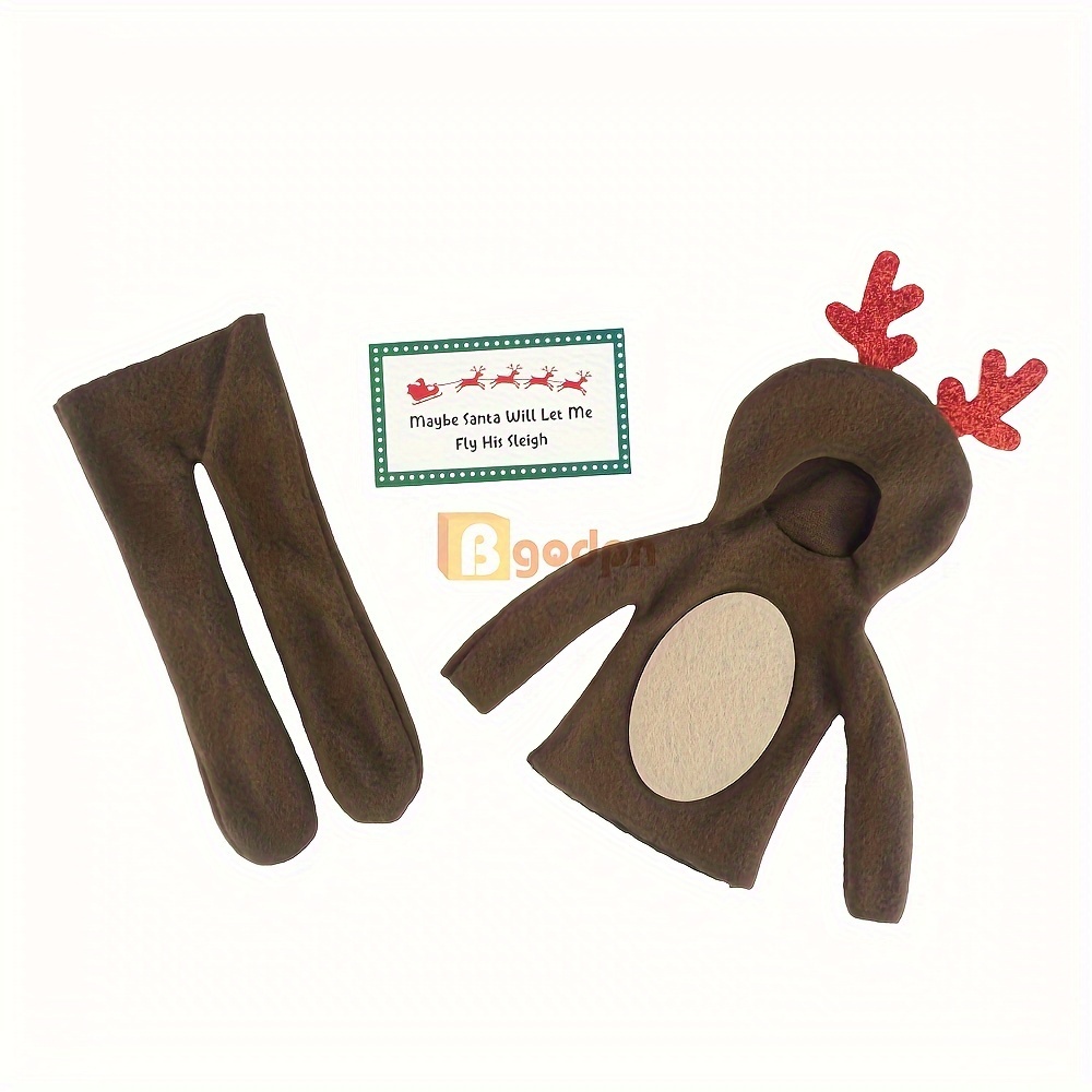 

Elf Set, Holiday Elf Outfit With Antlers For Festive Decorations, Reindeer Elf Adventure