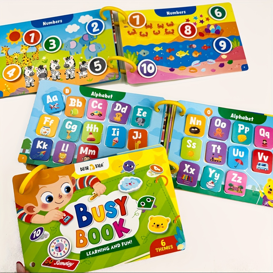 6 Themes Busy Books, Letters, Numbers, Weather, Time, Seasons, Shape and Months, Learning Book for Children Age 3+, Enlightening, the chosen gift, Educational Learning Toy for Cognitive and Intelligence Skills, Ideal Quiet Books for Birthday, Holiday Gift