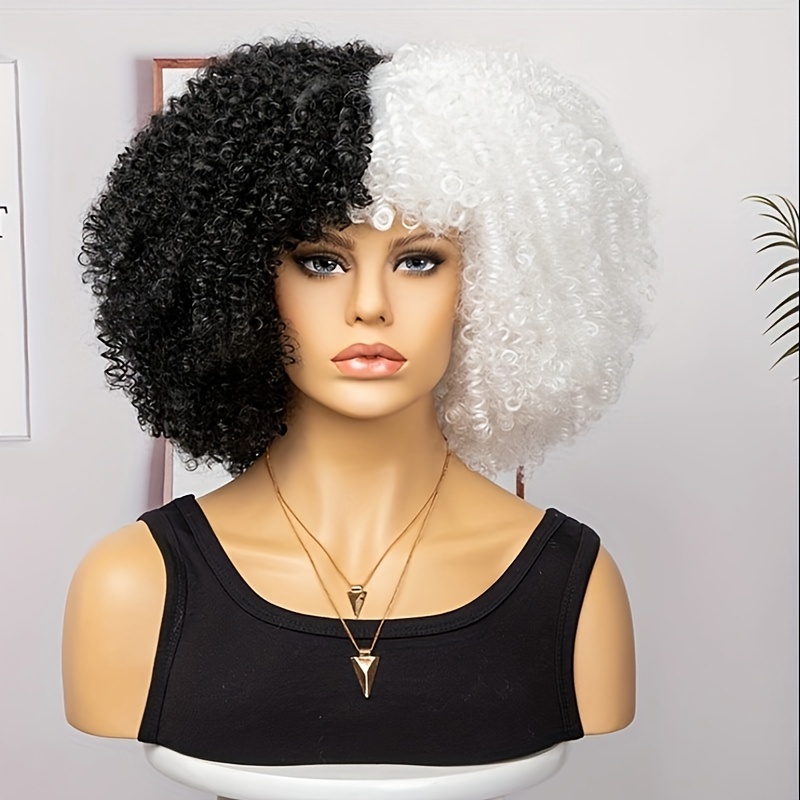 Afro Wigs Short Afro Curly Kinky Hair Wigs Bangs Rose Net Temu