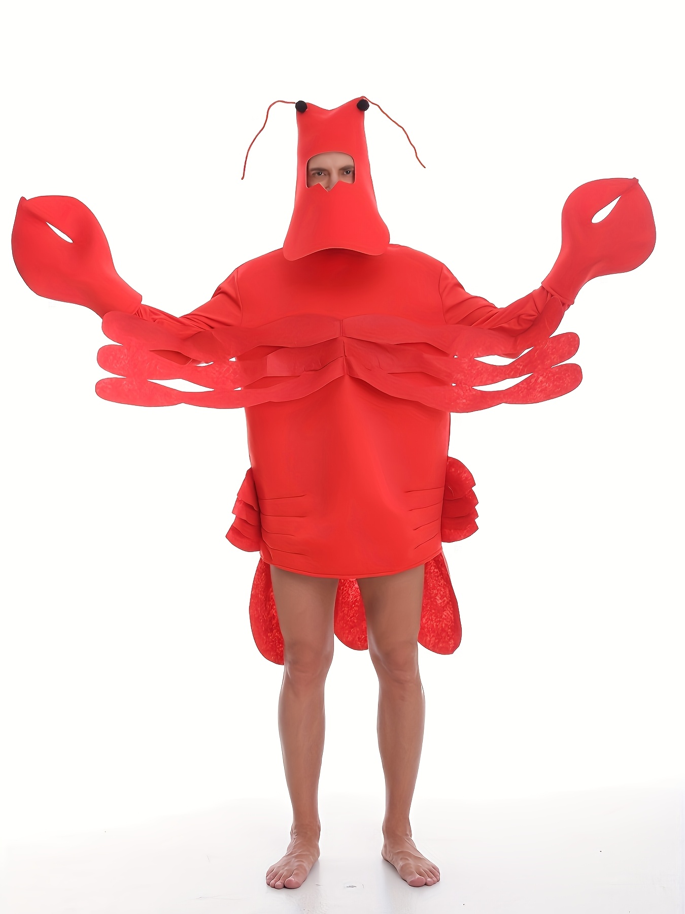 3-delige Kreeft Kostuum Set, Polyester Breiweefsel, Casual * Licht Rekbaar  * * Reguliere Pasvorm, met Scoop Hals Top, voor Halloween, Cosplay,  Podiumoptredens, Feest Verkleed, en * Evenementen, image size:800x1067