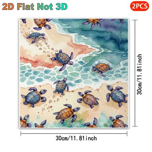 2d flat 2pcs dish towels scouring pads turtle home themed square towels christmas home decor personalized matching and collection multipurpose birthday gift reusable dishwashing ideal for gifting suitable for kitchen