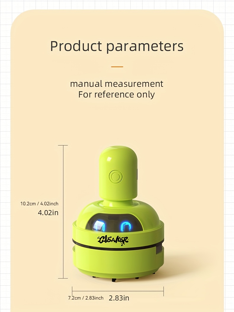 electric mini vacuum cleaner with usb charging rechargeable battery compact desktop cleaner for office   durable plastic no power needed     suction Product details 10