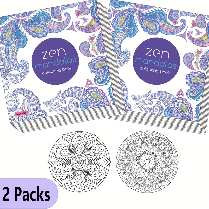 Image of 2-pack Mandala Coloring Books 48-page | Adult Stress Relief And Relaxation | 7.28x7.28in Graphics | Mindfulness Meditation, , Home Activity
