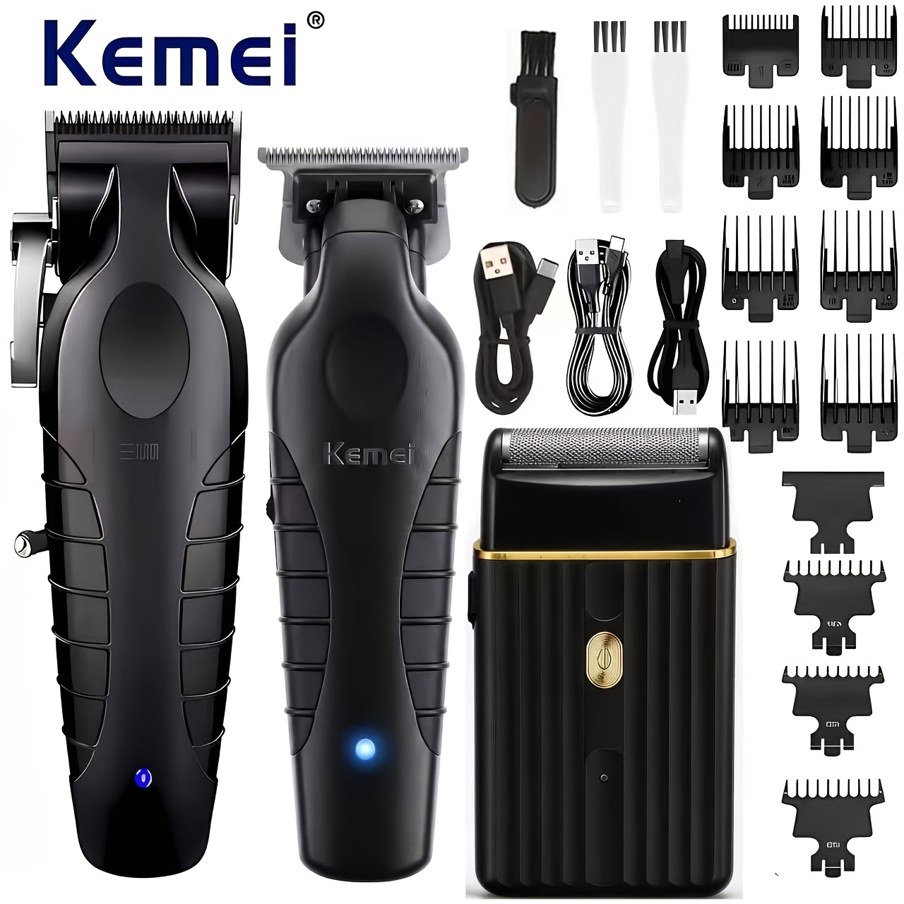 Km-2299 Km-2296 8017 Combined Electric Hair Clipper Shaver Usb Rechargeable Lithium Battery Hair Cutting Machine Cordless Trimmer Electric Hair Clipper Professional Haircut Set For Men