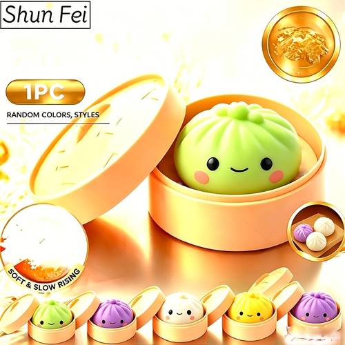 fei 1 2 3 4pcs baozi squeeze toys slow rebound stress relief toys with steamer packaging release balls desktop stress relief party favors random colors