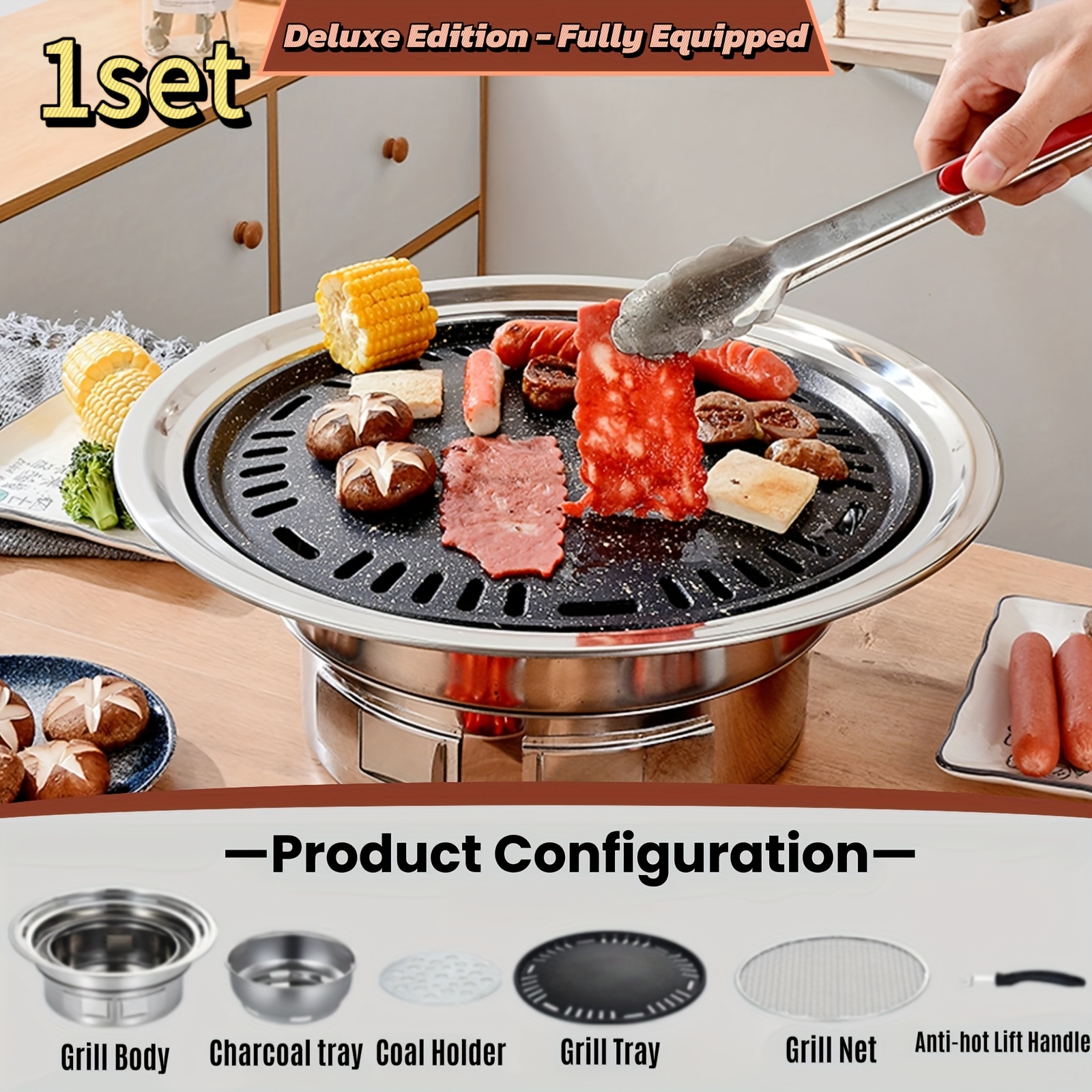 Image of Stainless Steel Charcoal Bbq Grill For 2- - Portable, Polished Finish, Ideal For Outdoor Camping & Gatherings, Perfect Gift For Barbecue Enthusiasts, Portable Barbecue|stylish Grill Design|durable Bbq