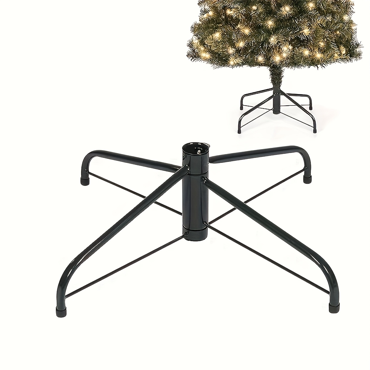 

Foldable Christmas Tree Stand 16.3" - Non-slip Base For 4-6ft Artificial Trees, Green With Bracket & Screws