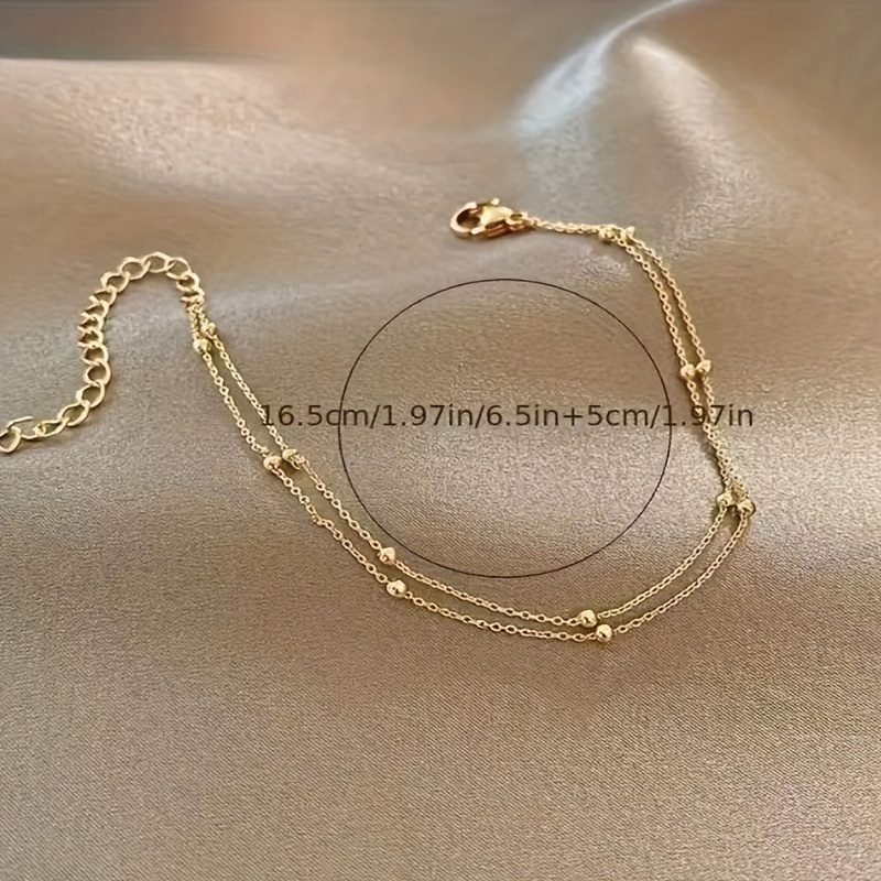 Bohemian Beaded Bracelet Double Layered Golden Tone Beads