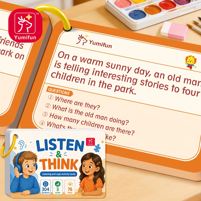TEMU Listen& Ring-bound English Cards Suitable For Kindergarten & Homeschool - Early Learning Tool With &a Exercises, Short & Portability For