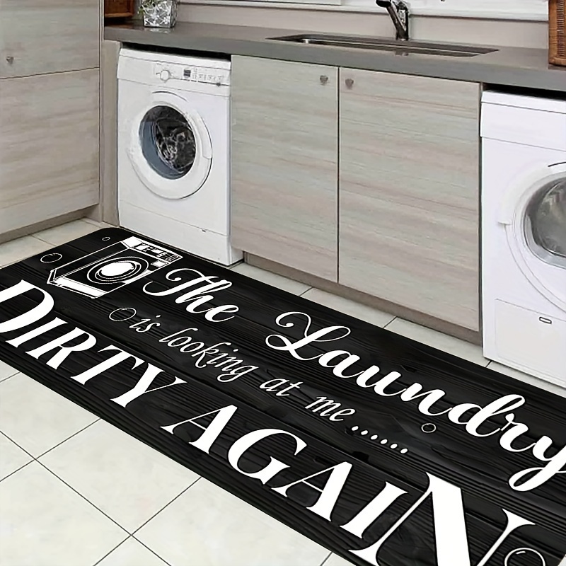 

Non-slip Laundry Room Runner Rug - Lightweight, Machine Washable Polyester Mat With Decorative "the Laundry Is Looking At Me... Dirty Again" Print For Home, Hallways, And Kitchen