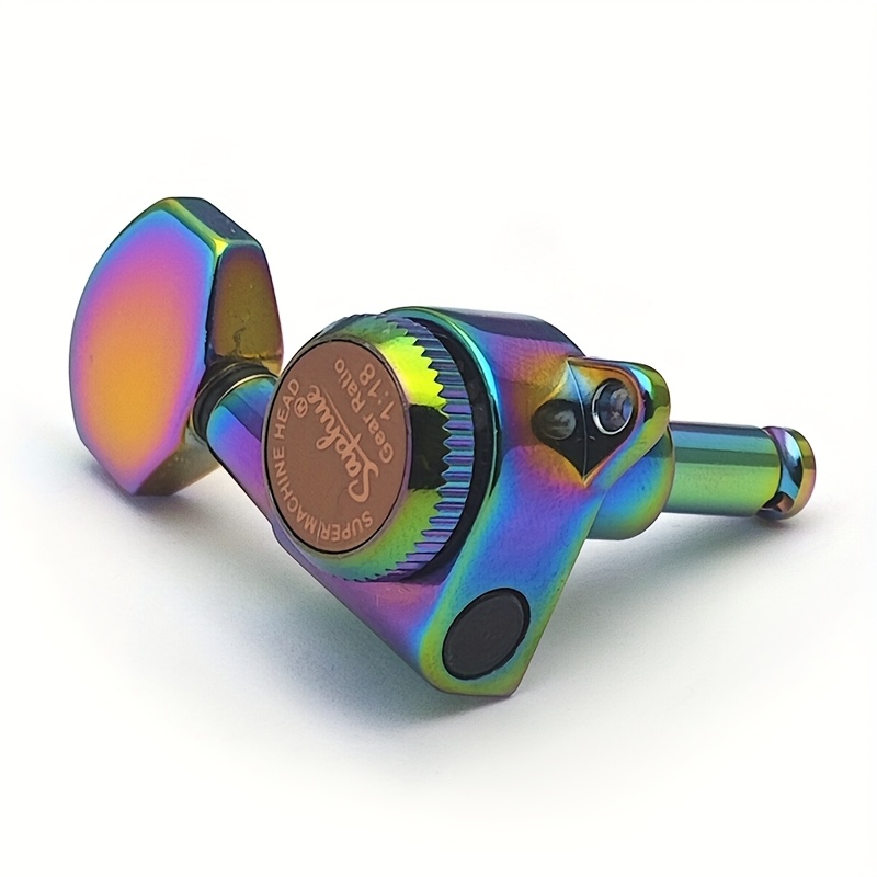 SAHUE Locking Guitar Tuner, Heavy-Duty Locking System with 1:18 String Winding Mechanism, Hex Handle & Rainbow Color-Coded Pegs, Quick-Change Tuning, Compatible with Classical/Electric/Bass Guitars