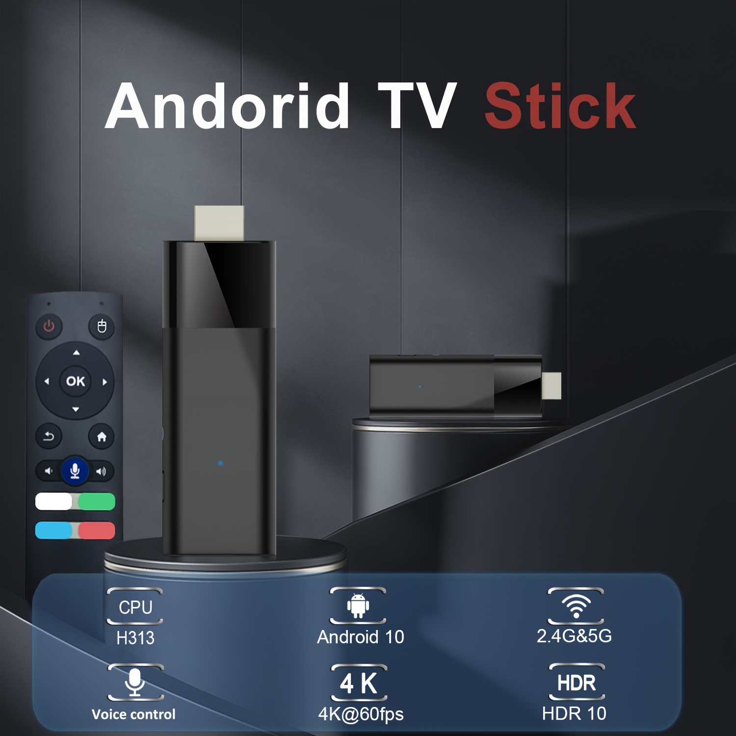 2023 latest 4K Android TV Stick Dongle Allwinner H313 1GB 2GB RAM/8GB 16GB  ROM Dual band WiFi 2.4G/5G+Wireless support miracast Smart tv Stick(no ethe