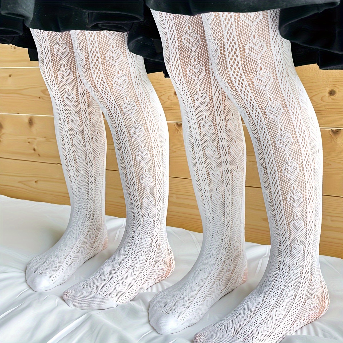 

2 Pairs Of Kid's Mesh Knee-high Socks, Breathable Soft Children's Leggings For Toddlers Girls All Seasons Wearing