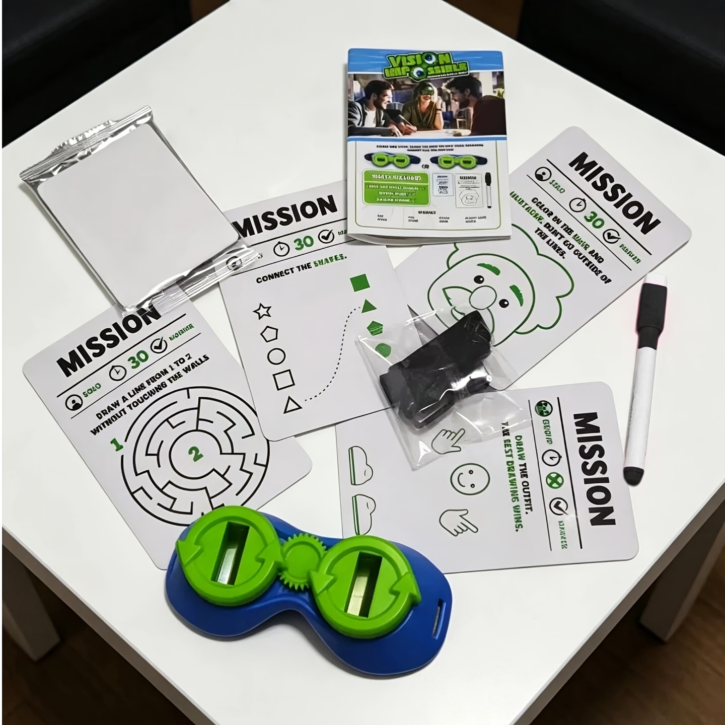 Board Game - Wear Special Goggles That Your Vision Up And Down, To Complete Challenges! To Find That The Actions Become Extremely Challenging When Your