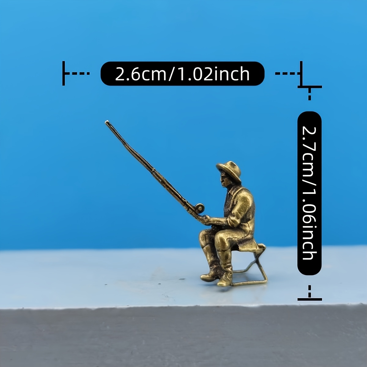 TEMU Brass Scale Micro Angler Figure Model White Model Paintable Sand Table Landscape Decoration Figurine, Miniature Statue Collectible, Micro Sand