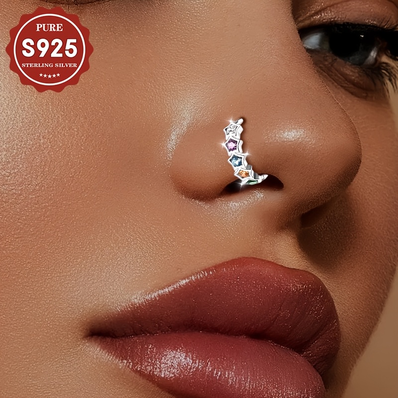 Women's Colorful Star Design S925 Silver Nose Stud