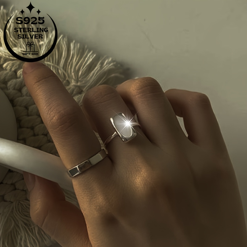 925 Sterling Silver Adjustable Faux Jade Inlay Ring