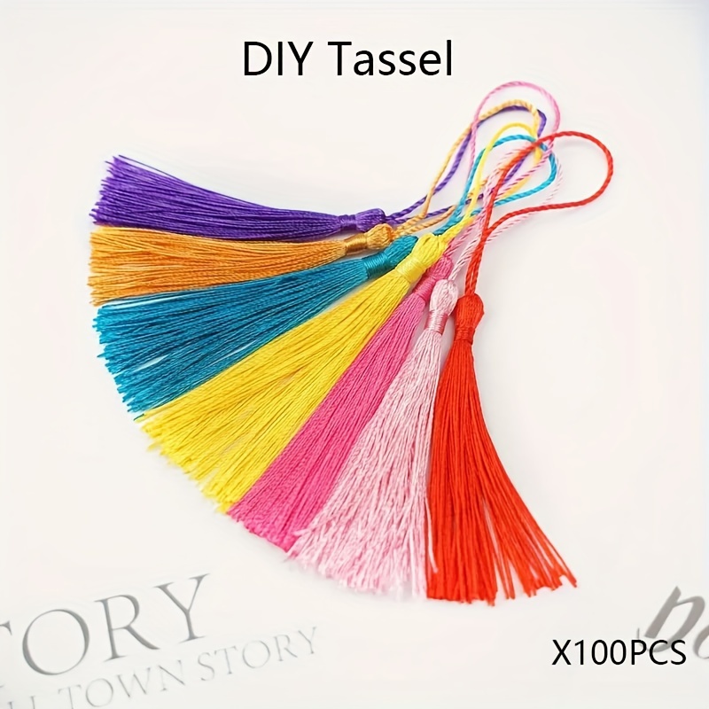 

100pcs Vibrant Velvet Tassels With Loop Rings - Diy Crafts, Jewelry, Bookmarks & Keychain Decorations - Assorted Colors (5.11") Tassels For Crafts