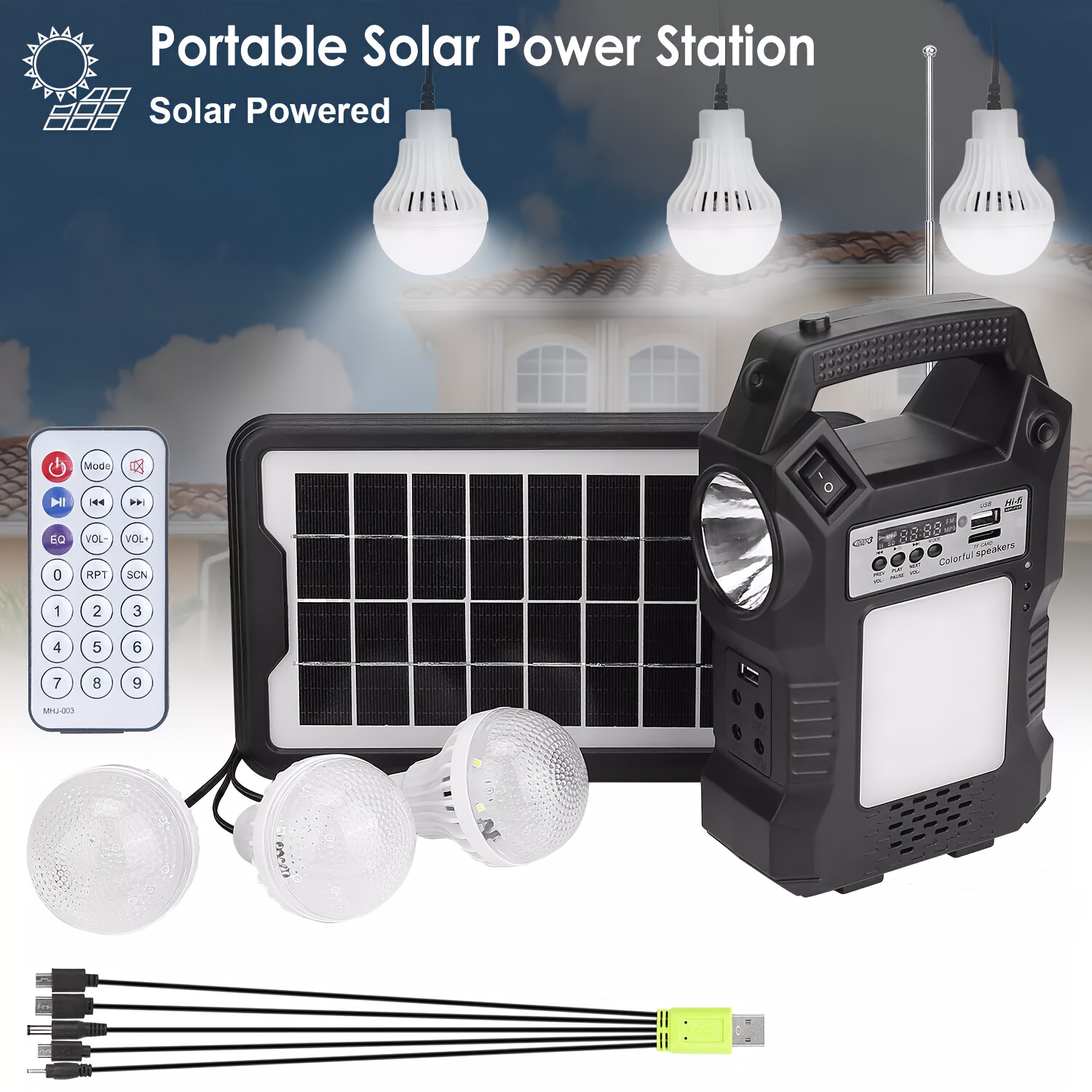 

3in 1 Solar Camping Lantern With Mp3 Radio, Power System, Mobile Phone Mobile Charging Station, Outdoor Camping Lamp Travel Hunting Fishing Lamp - & Emergency