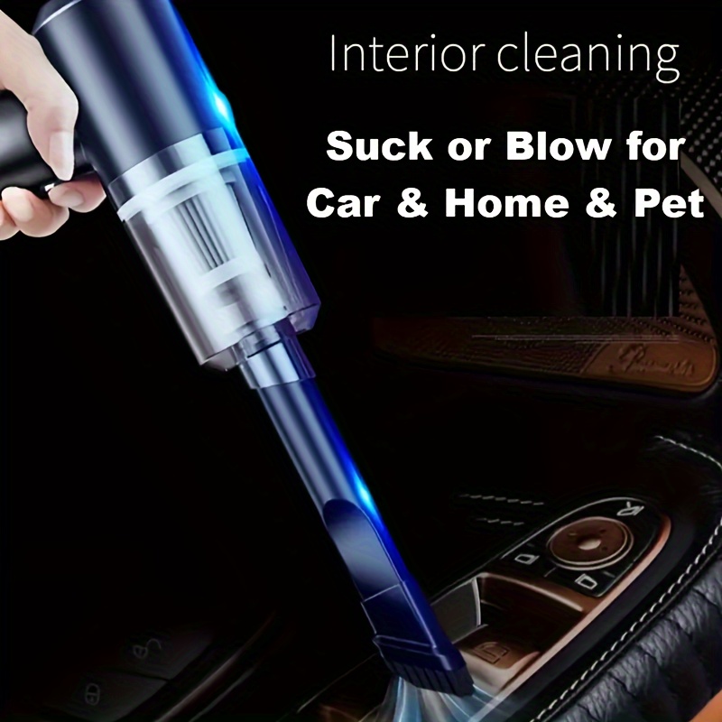 

1set Portable Car Vacuum Cleaner With Nozzle Attachments, Usb Rechargeable, Foam Filter, Car And Home Accessories