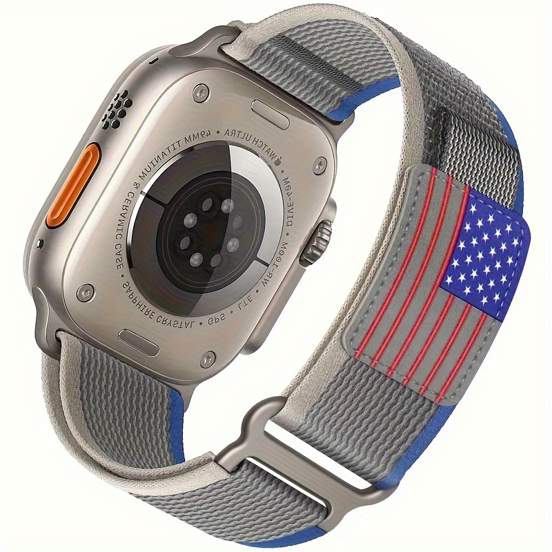 

Nylon Band For Watch Ultra/2 (49mm, 45mm, 44mm, 42mm) - Soft Braided Elastic Sport Strap With Usa Flag, Compatible With Series 9, 8, 7, 6, 5, 4, 3, 2, 1