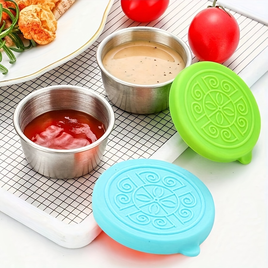 4 stainless steel sauce cups 1 5 oz lids sealing leak proof - Temu Germany