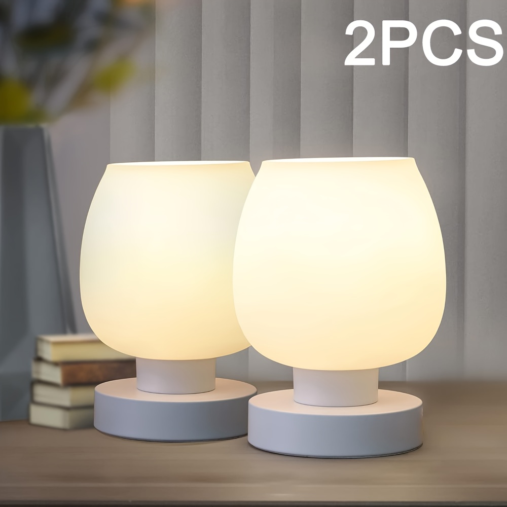 

Touch Bedside Lamp 2pcs Set - Small Modern Lamp For Bedroom Living Room Bedside Table, 3-way Dimmable Lamp With White Latex Glass Shade, 2700k Led Bulb (included), Simple Decor