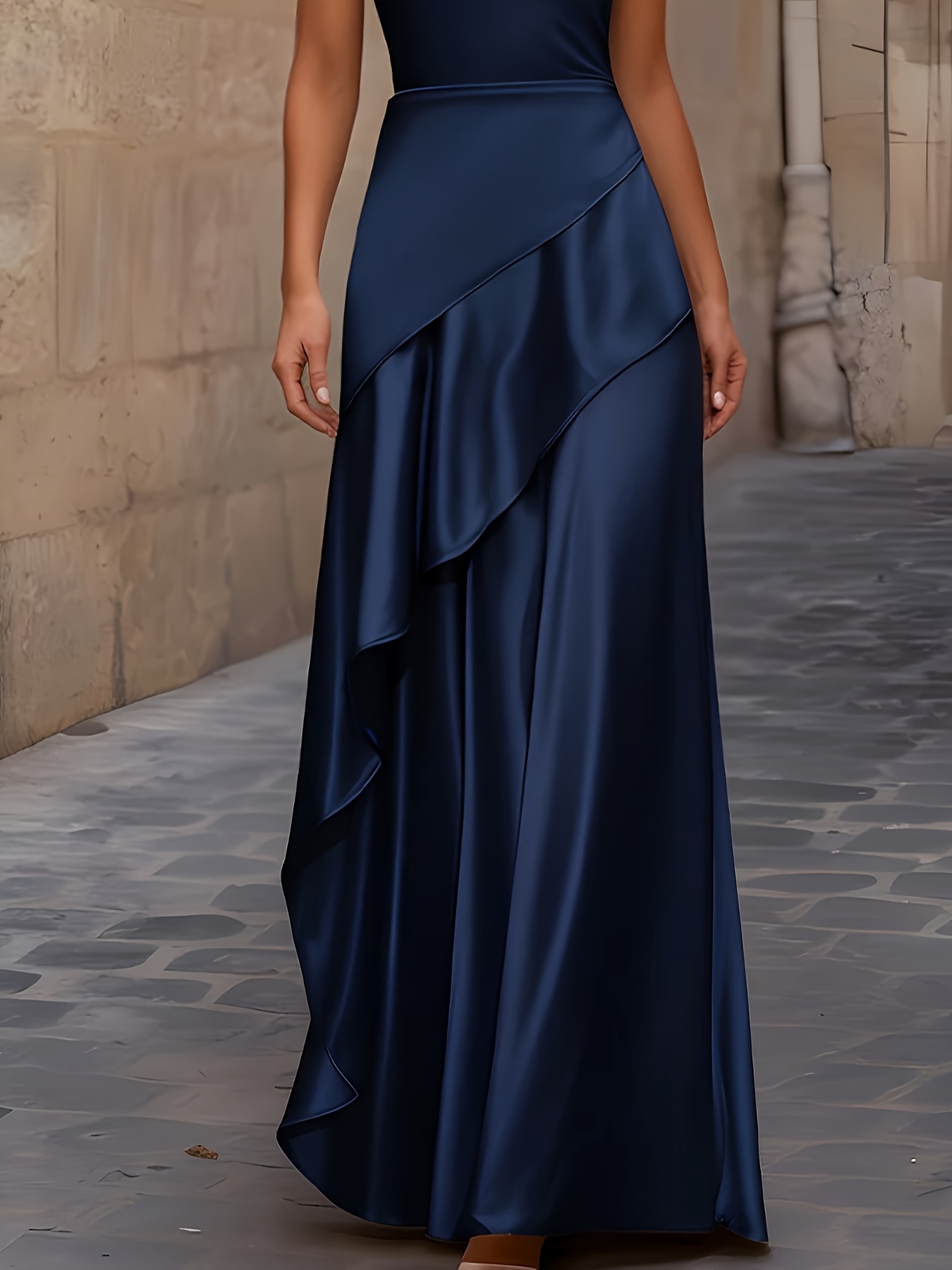 spring summer elegant and stylish sleeveless round neck dress