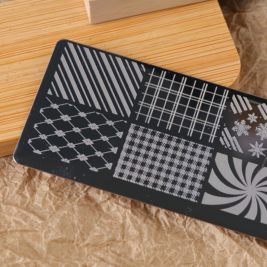 French Christmas Nail Stamping Plate with Templates
