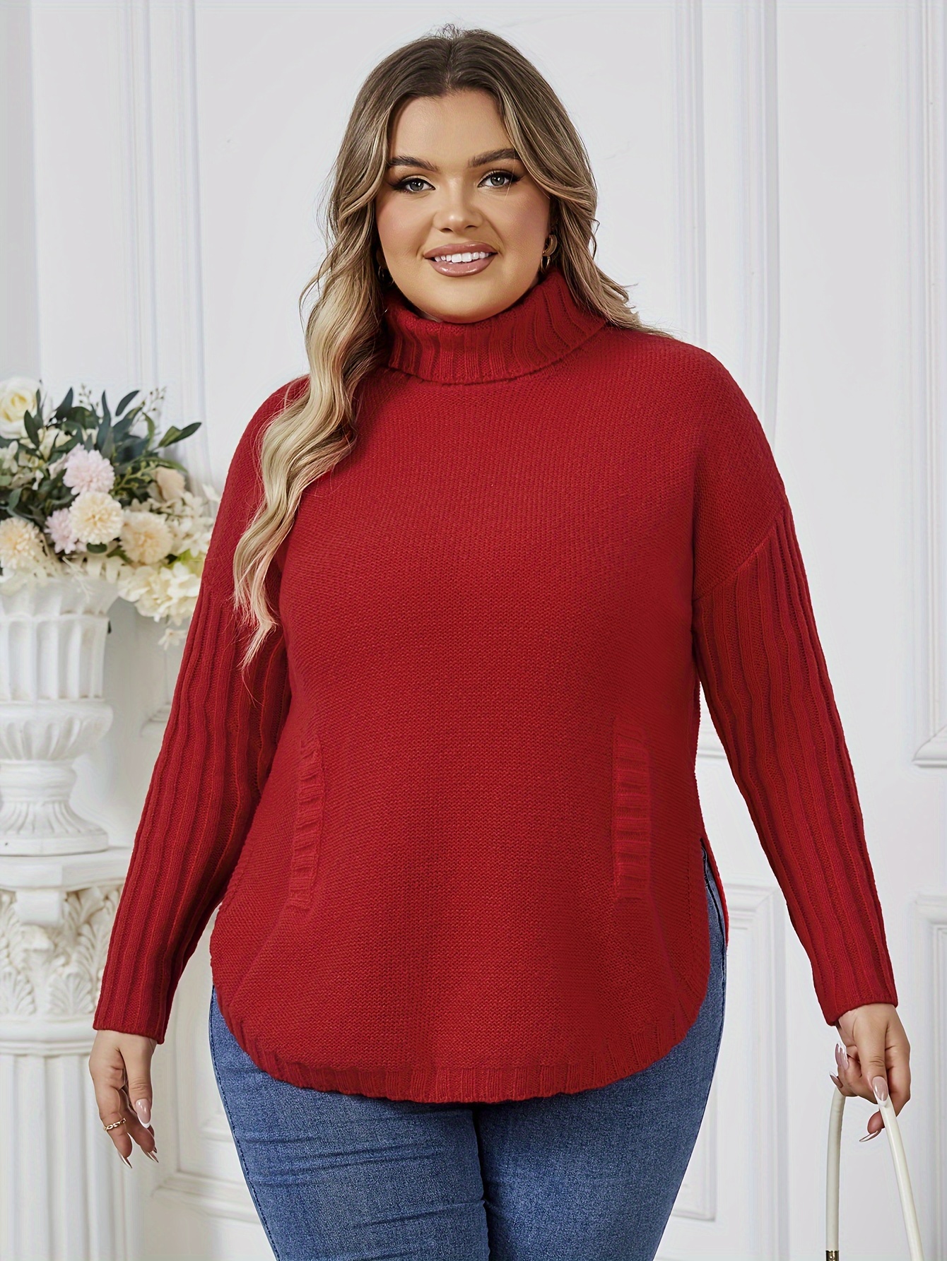 Plus size deals red turtleneck