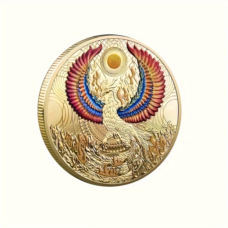 1pc Phoenix Rebirth Commemorative Coin, Array Bathing Fire Rebirth Fire ...