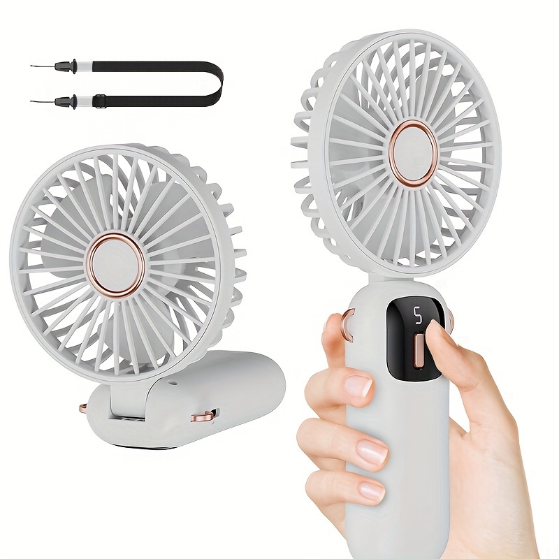 

1pc Portable Handheld Fan For Women With Hanging Lanyard, Adjustable Speed, Compact And Convenient, 90-degree Rotatable Stand, Ideal For Summer Travel, Cool All Summer Long, Led Display